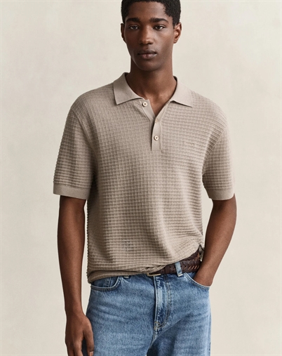 Gant - Cotten Texture Polo - Mist Taupe